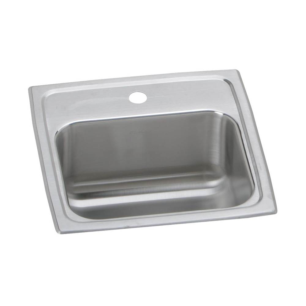 Elkay Lustertone Classic Stainless Steel 15'' x 15'' x 7-1/8'', 2-Hole Single Bowl Drop-in Bar Sink with 2'' Drain