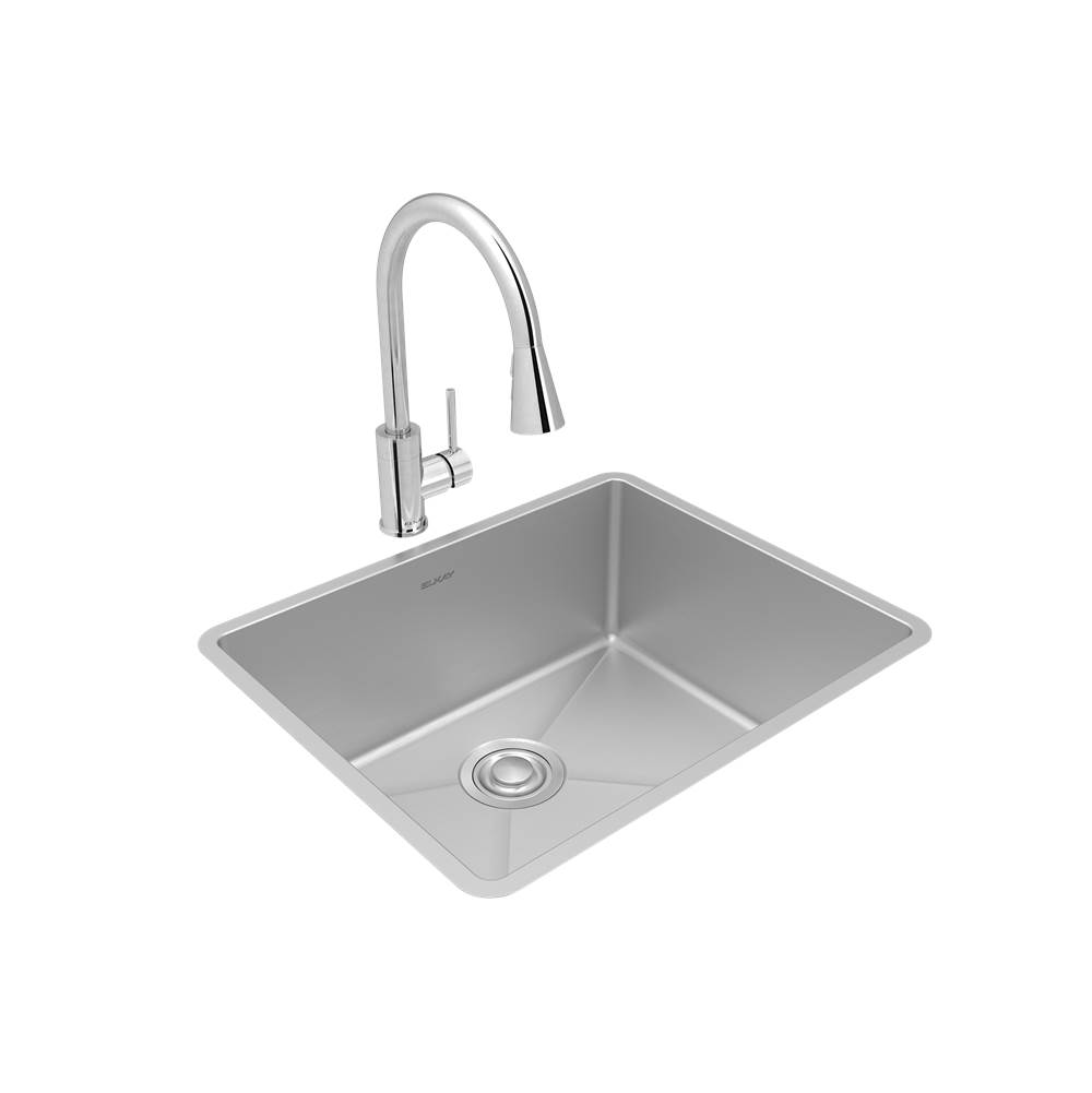 Elkay Crosstown 18 Gauge Stainless Steel 22-1/2'' x 18-1/2'' x 9'', Single Bowl Undermount Sink and Faucet Kit with Drain