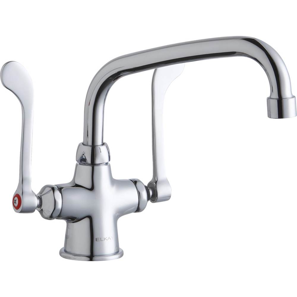Elkay Single Hole with Concealed Deck Faucet with 8'' Arc Tube Spout 6'' Wristblade Handles Chrome