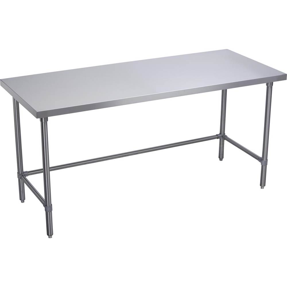 Elkay Stainless Steel 72'' x 24'' x 36'' 16 Gauge Flat Top Work Table with Stainless Steel Legs and Cross Brace