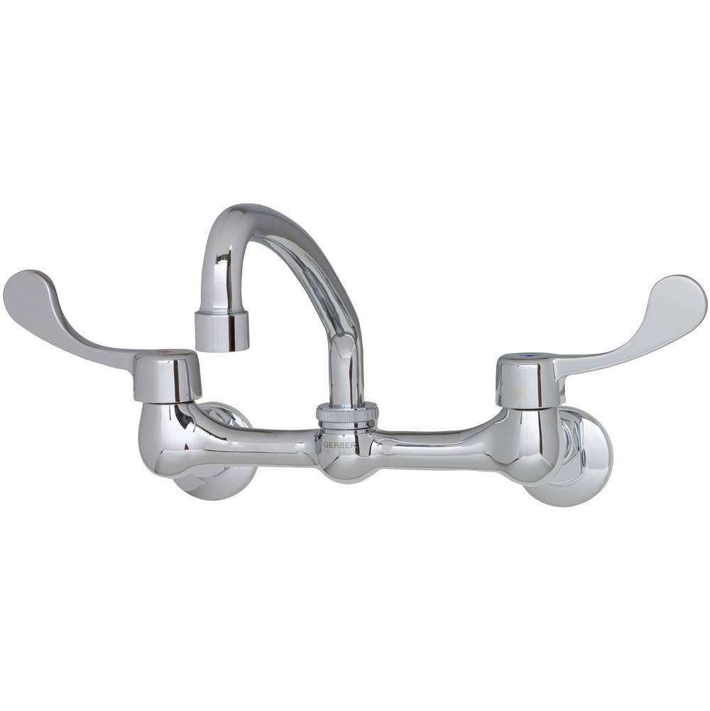 Gerber Plumbing Commercial 2H Wall Mounted Kitchen Faucet W/ Wrist Blade Handles And 8'' Swing Spout 1.75Gpm Chrome