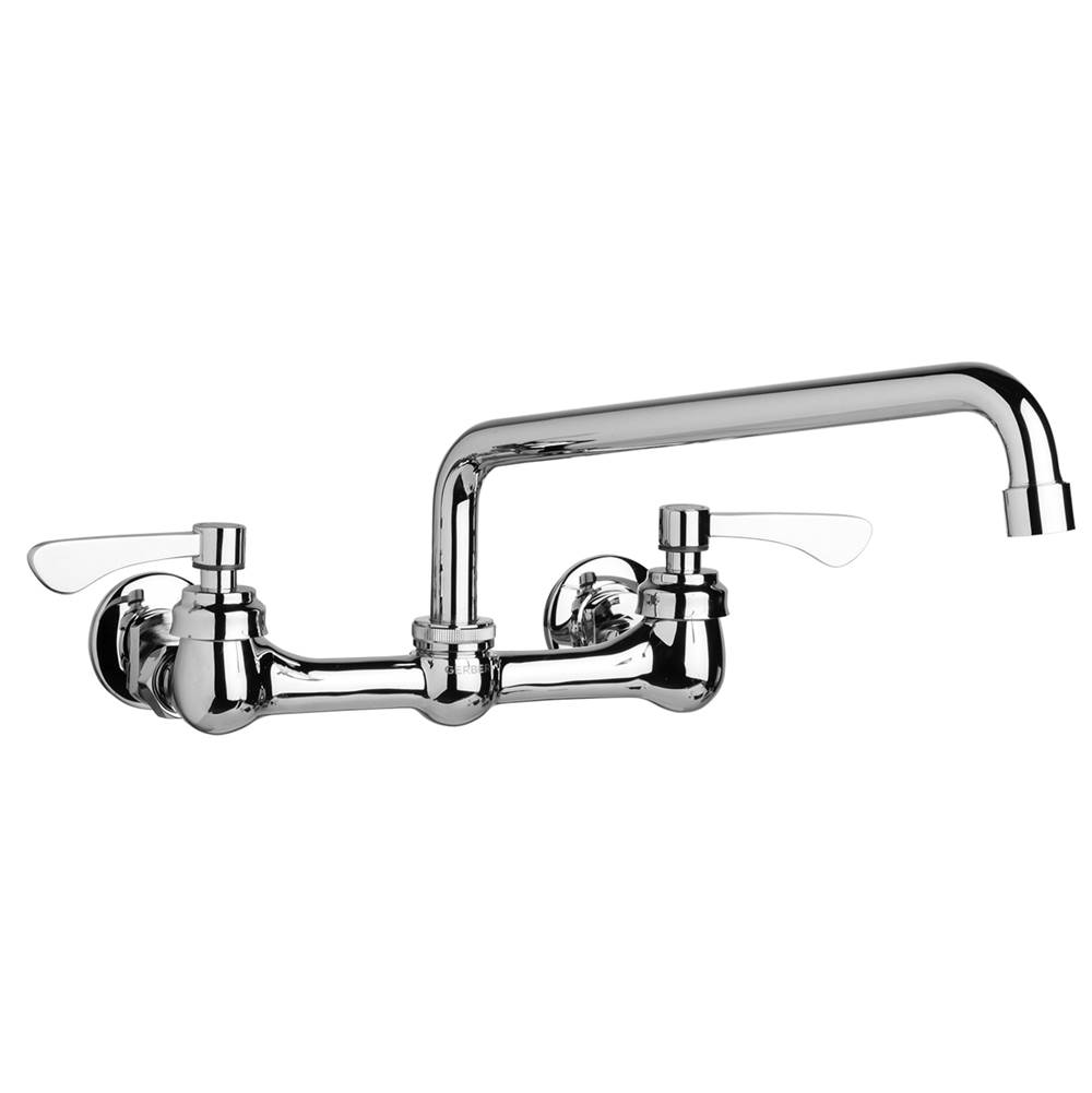 Gerber Plumbing Commercial 2H Wall Mount Kitchen Faucet w/ Lever Handles & 12'' Swing Spout 1.75gpm Chrome