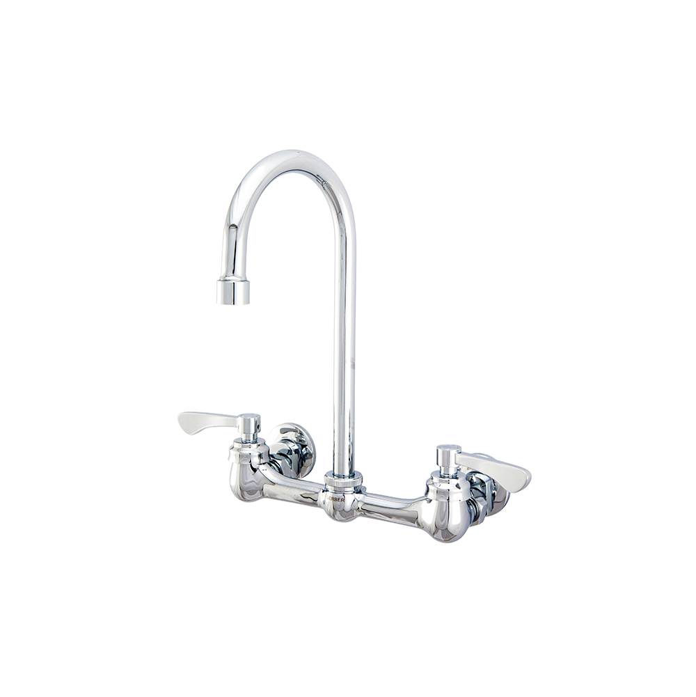 Gerber Plumbing Commercial 2H Wall Mount Kitchen Faucet w/ Lever Handles & 12'' Hi Arc Swing Spout 1.75gpm Chrome