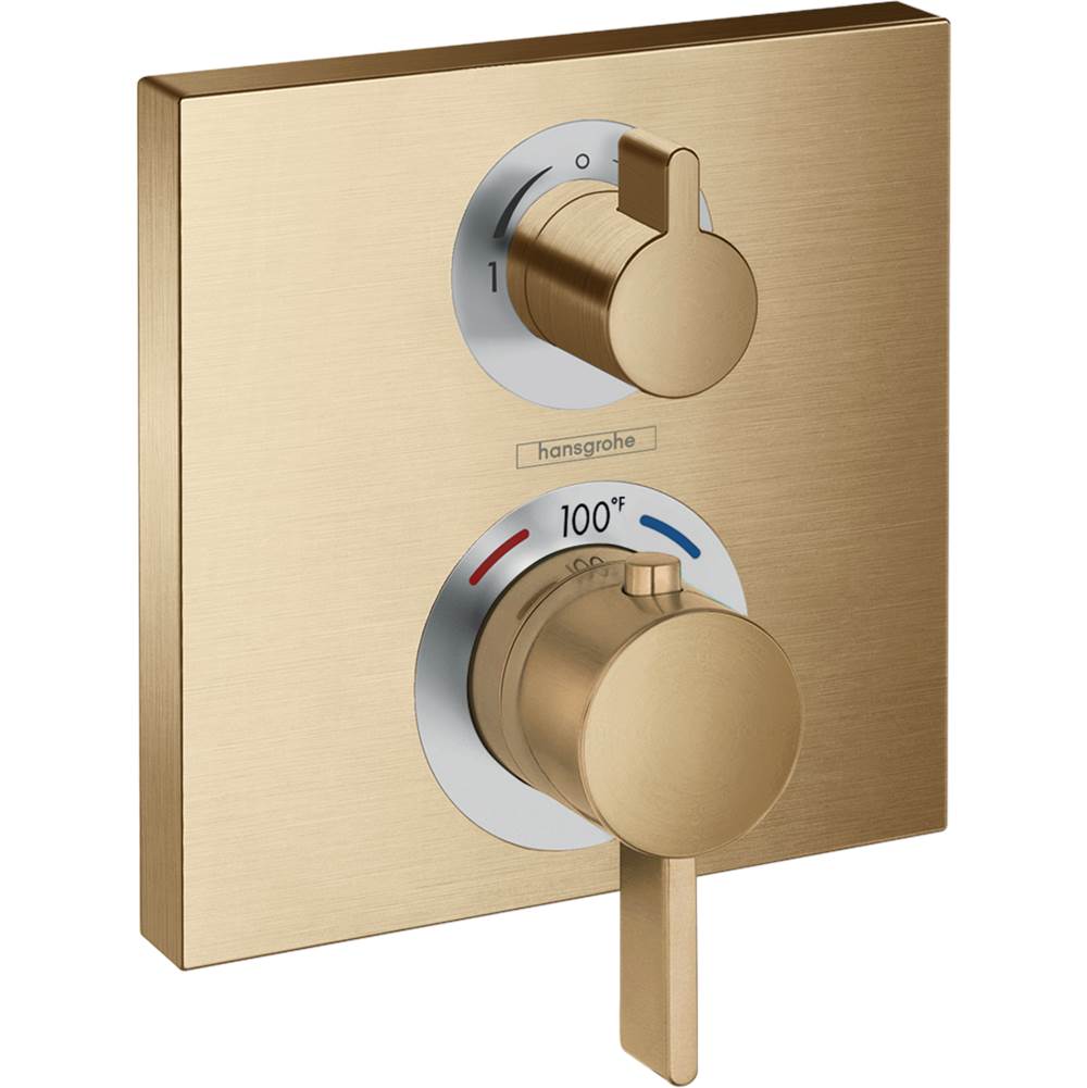 Hansgrohe Ecostat Square Thermostatic Trim with Volume Control and Diverter in Brushed Bronze