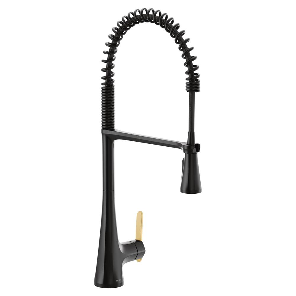 Moen Sinema Single-Handle Pull-Down Sprayer Kitchen Faucet with Power Clean and Spring Spout in Matte Black
