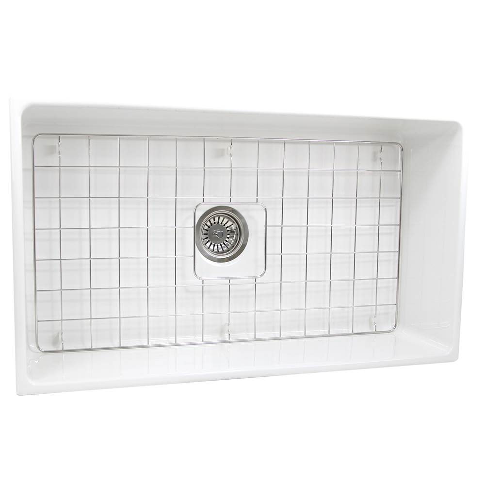 Nantucket Sinks 33 Inch Farmhouse Fireclay Sink with Drain and Grid
