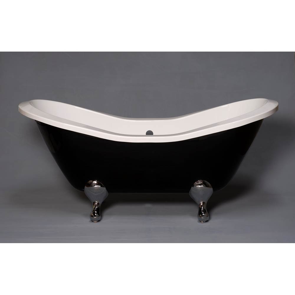 Strom Living The Alpine Black And White 6'' Acrylic Peg Leg Double Ended Slipper Tub Without Faucet Holes