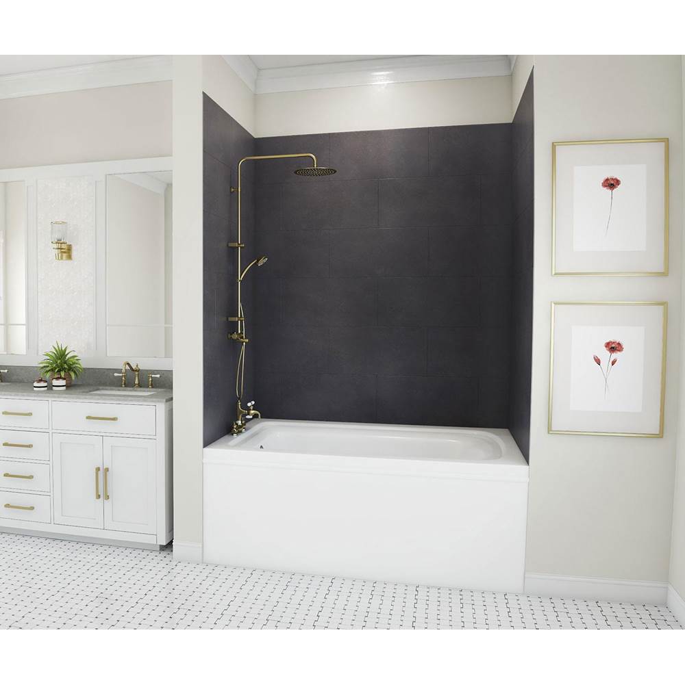 Swan TSMK72-3262 32 x 62 x 72 Swanstone® Traditional Subway Tile Glue up Tub Wall Kit in Charcoal Gray