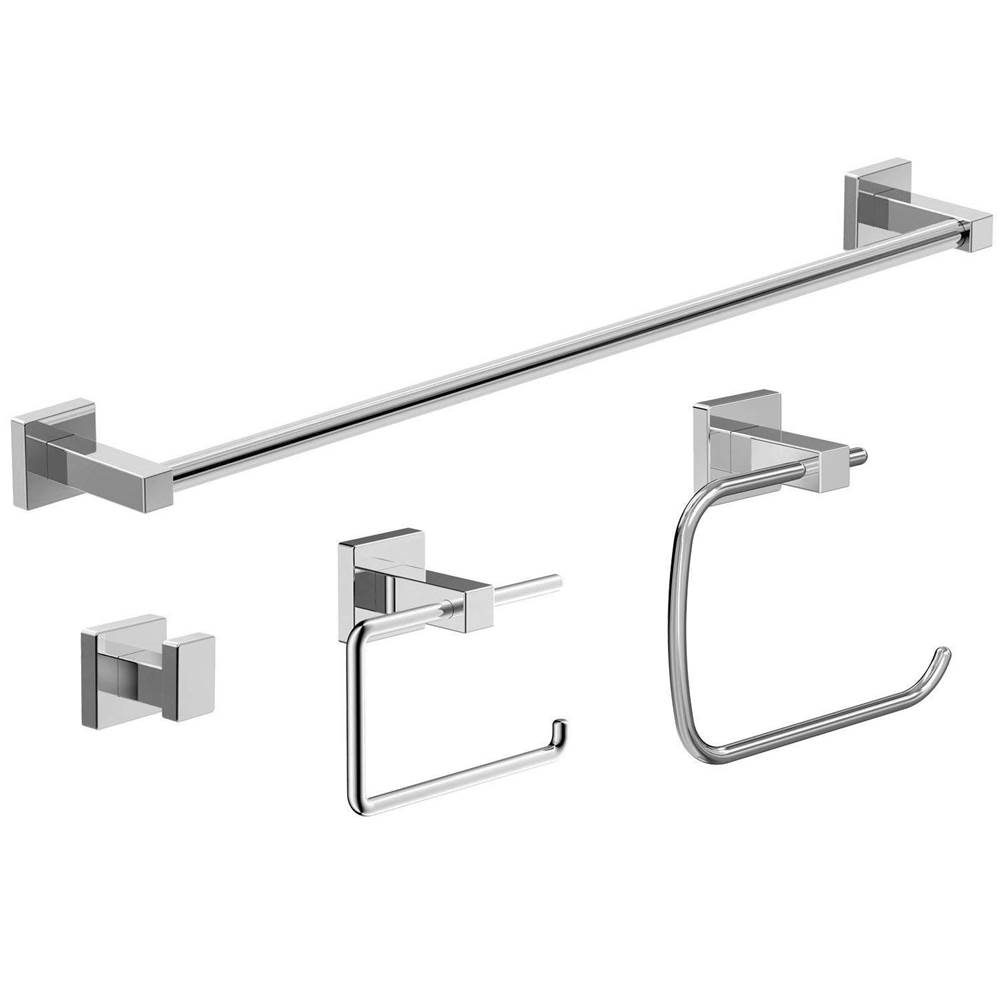 Symmons Duro 4-Piece Wall-Mounted Bathroom Hardware Set in Polished Chrome