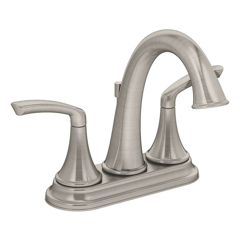 Symmons Elm 4 in. Centerset 2-Handle Bathroom Faucet with Drain Assembly in Satin Nickel (1.5 GPM)