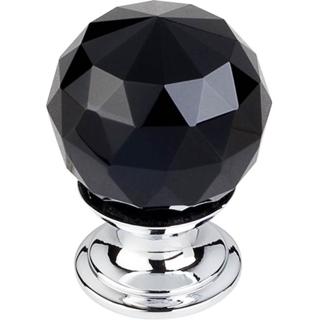 Top Knobs Black Crystal Knob 1 1/8 Inch Polished Chrome Base