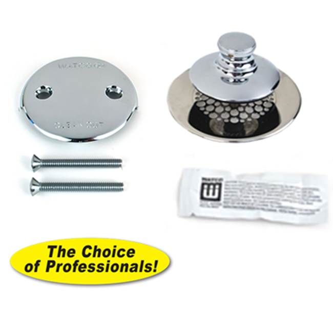 Watco Manufacturing Universal Nufit Push Pull Trim Kit - Silicone Brushed Nickel Grid Strainer 2-Hole Faceplate