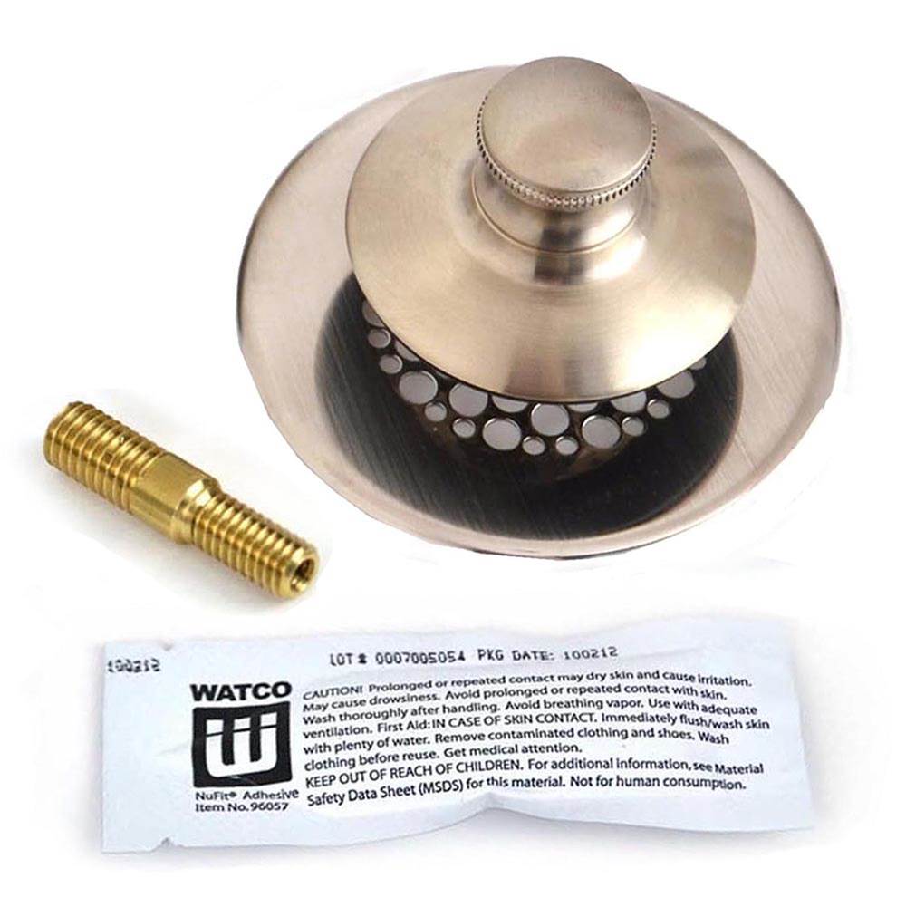 Watco Manufacturing Universal Nufit Pp Tub Closure - Silicone Brushed Nickel Grid Strainer 3/8-5/16 Adapter Pin Brass