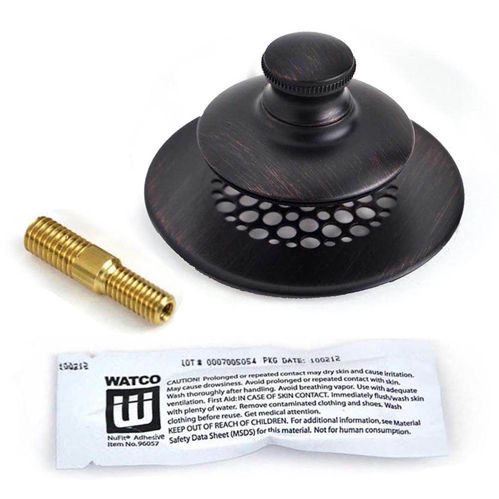 Watco Manufacturing Universal Nufit Pp Tub Closure - Silicone Rubbed Bronze Grid Strainer 3/8-5/16 Adapter Pin Brass