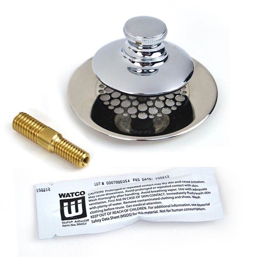 Watco Manufacturing Universal Nufit Pp Tub Closure - Silicone Chrome Plated Grid Strainer 3/8-5/16 Adapter Pin Brass