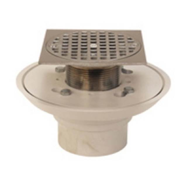 Zurn Industries 2-inch PVC Shower Drain with 5-inch Square Adjustable Nickel Bronze Strainer